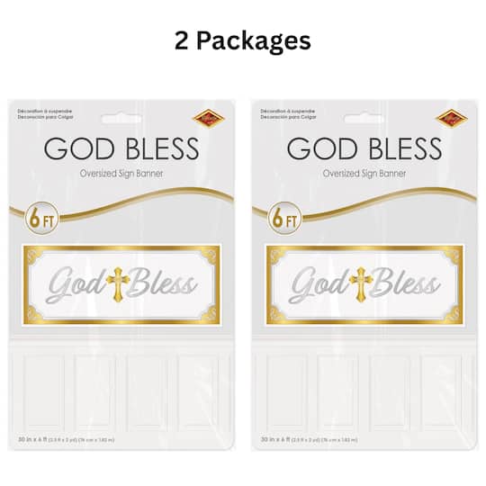 Beistle 30" x 6ft. God Bless Oversized Sign Banners, 2ct.